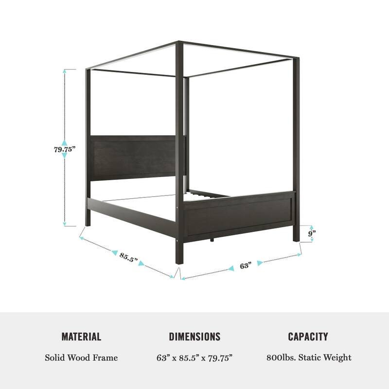 Martha Stewart Wooden Canopy Platform Bed with Headboard and Footboard