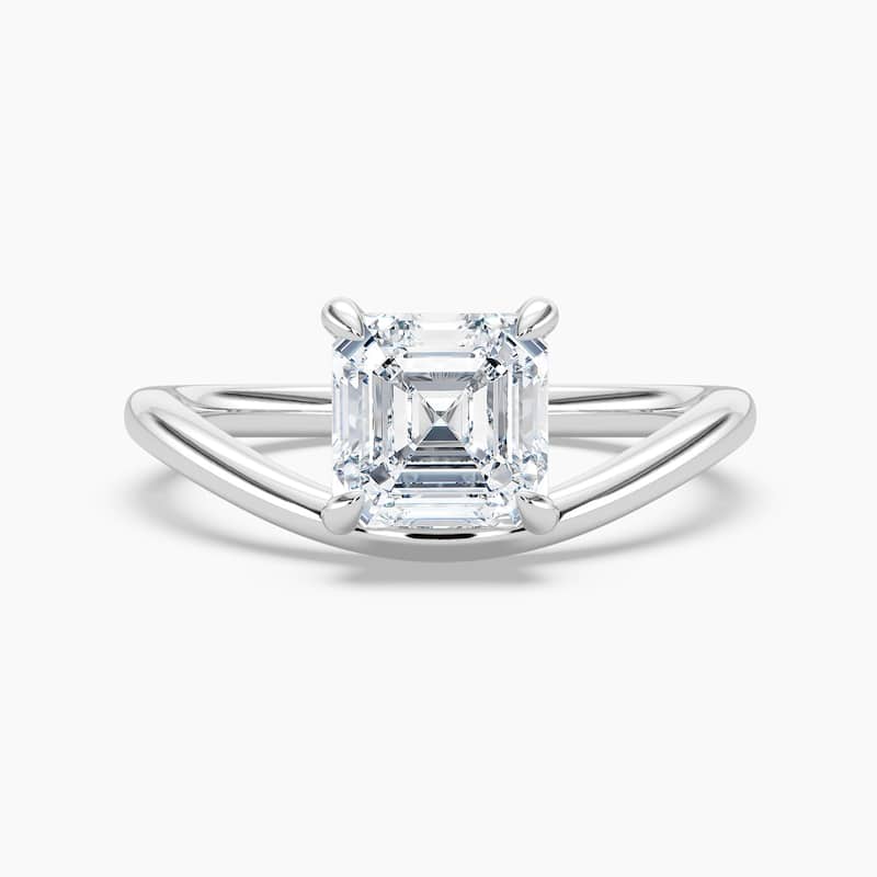 Auriya 14K Gold Lab Grown Diamond Asscher Cut Curved Solitaire Engagement Ring 1.00 - 5.00ct. tw. (F-G, VS) - 2.00 carats - 6.5 - White