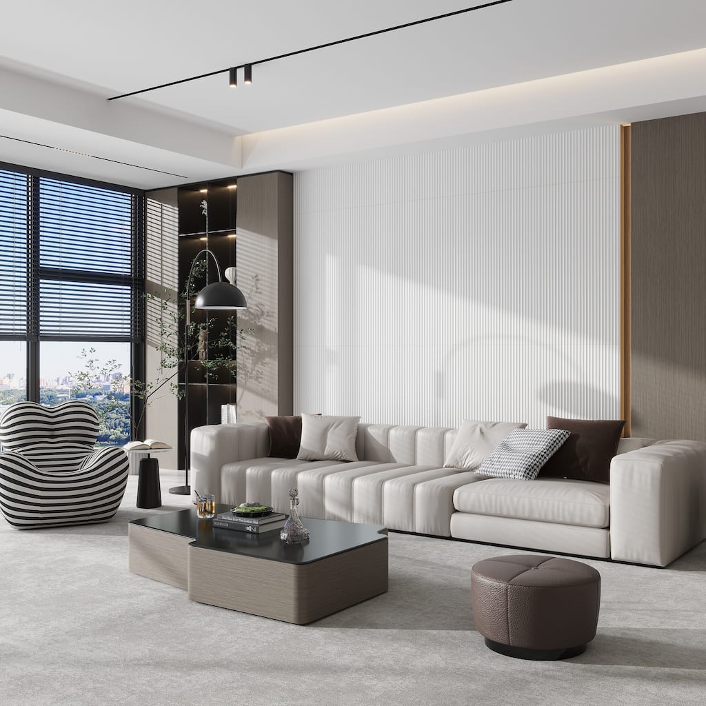 Terrain 24x48 Soft White Porcelain Large Format Fluted grooved Wall Tile (15.55 sq ft/case) - 2 Pack