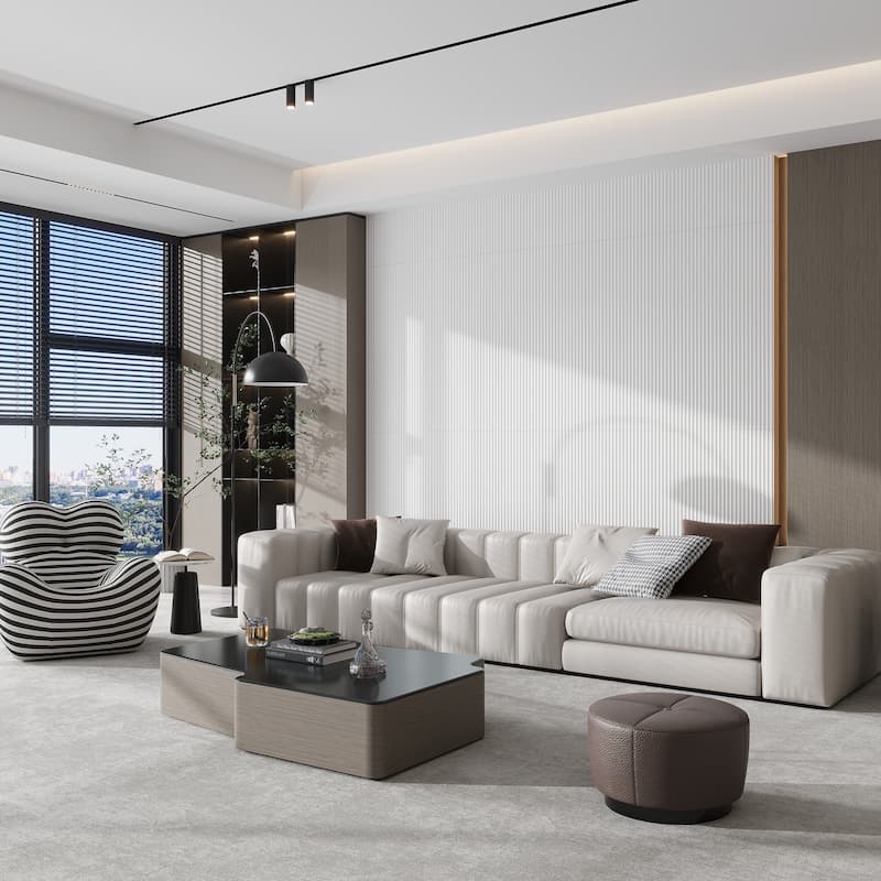 Terrain 24x48 Soft White Porcelain Large Format Fluted grooved Wall Tile (15.55 sq ft/case) - 2 Pack