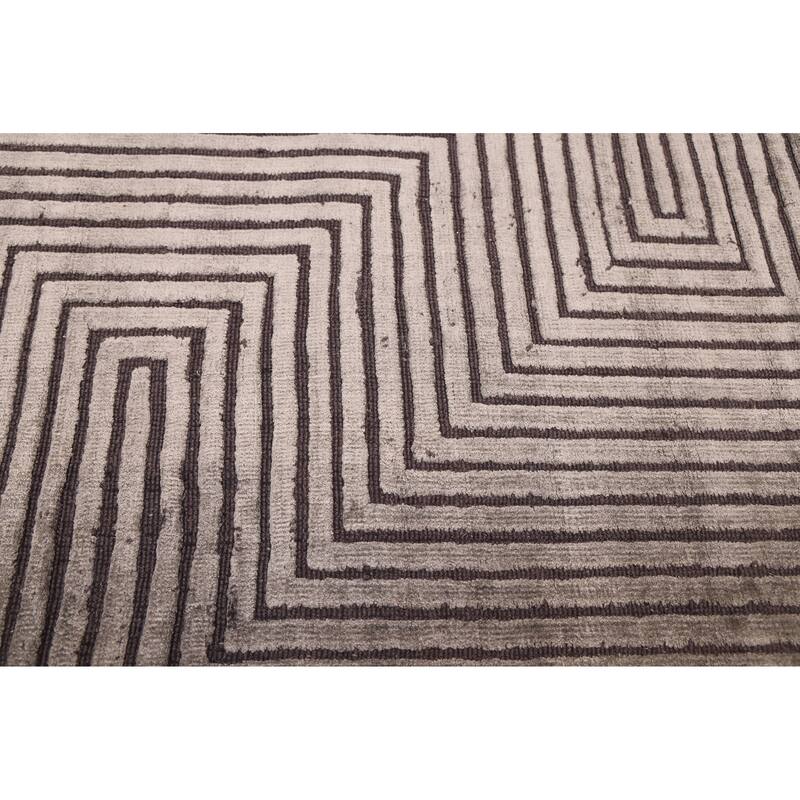 ECARPETGALLERY Hand Loomed Elysian Grey Viscose Rug - 6'6 x 9'7