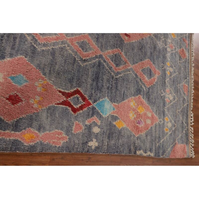 Tribal Moroccan Rug Handmade Oriental Wool Carpet - 7'10" x 10'8"