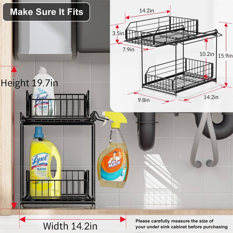 Under Sink Organizer - 14.2"D x 9.8"W x 14.5"H