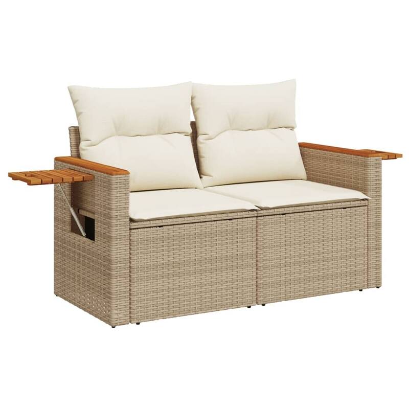 vidaXL Patio Sofa Set with Cushions Outdoor Conversation Furniture Poly Rattan - 24.4 x 33.5 x 27.2 in