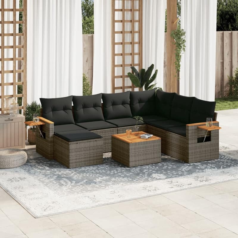 vidaXL Garden Sofa Set Gray, Dark Gray - 21.7 x 21.7 x 14.6