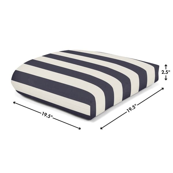 dimension image slide 5 of 9, Casual Cushion Stripe Sunbrella® Fabric 1-Piece Outdoor Wicker Seat Pad, 19.5"W x 19.5"L - 19.5"W x 19.5"L