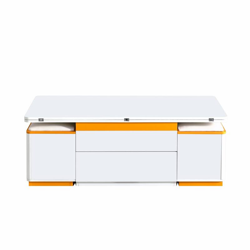 Multi-Functional Lift-Top Coffee Table with 4 Storage Stools,with Foldable Top,for Living Room