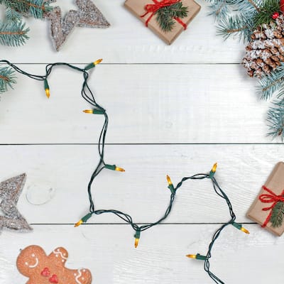 Mini Incandescent Christmas Lights - Opaque Gold - 24.5' Green Wire - 50ct