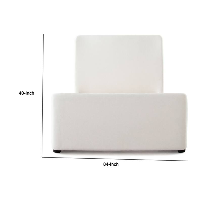 Zuo Contemporary King Size Bed, Contoured Tall White Padded Upholstery