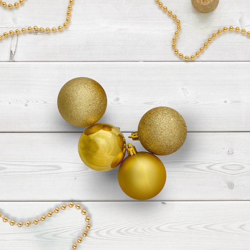 60ct Shatterproof 4-Finish Christmas Ball Ornaments 2.5 inches 60mm.