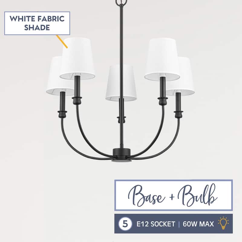 Prominence Home Billet 5-Light Chandelier with Fabric Shades