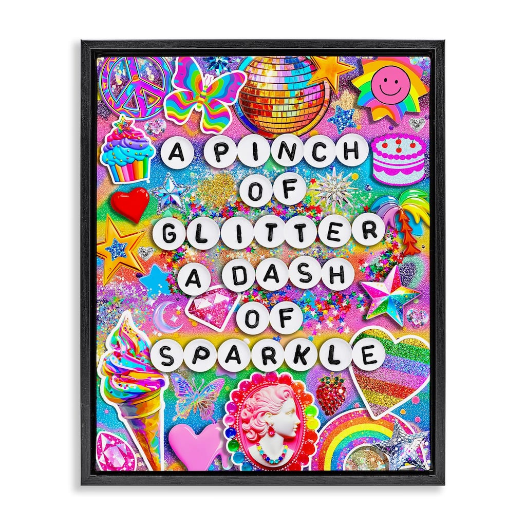 Stupell Pinch Of Glitter & Sparkle Framed Floater Canvas Wall Art Design By Jess Stempel