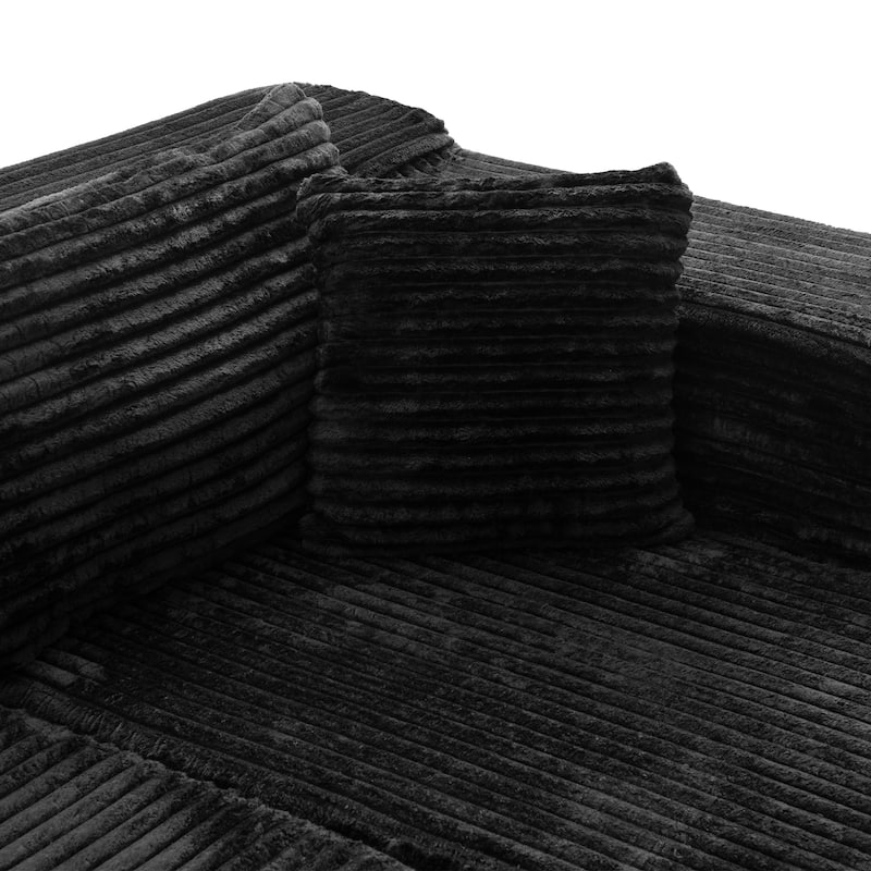 Black L-Shaped Compressed Foam Sofa – Ready-to-Use Sectional Couch with Chaise