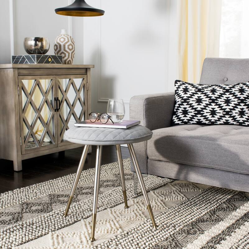 SAFAVIEH Victory -30 Inch Mustard Stool - 17.3" x 17.3" x 19.3" - 17Wx17Dx19H - Grey