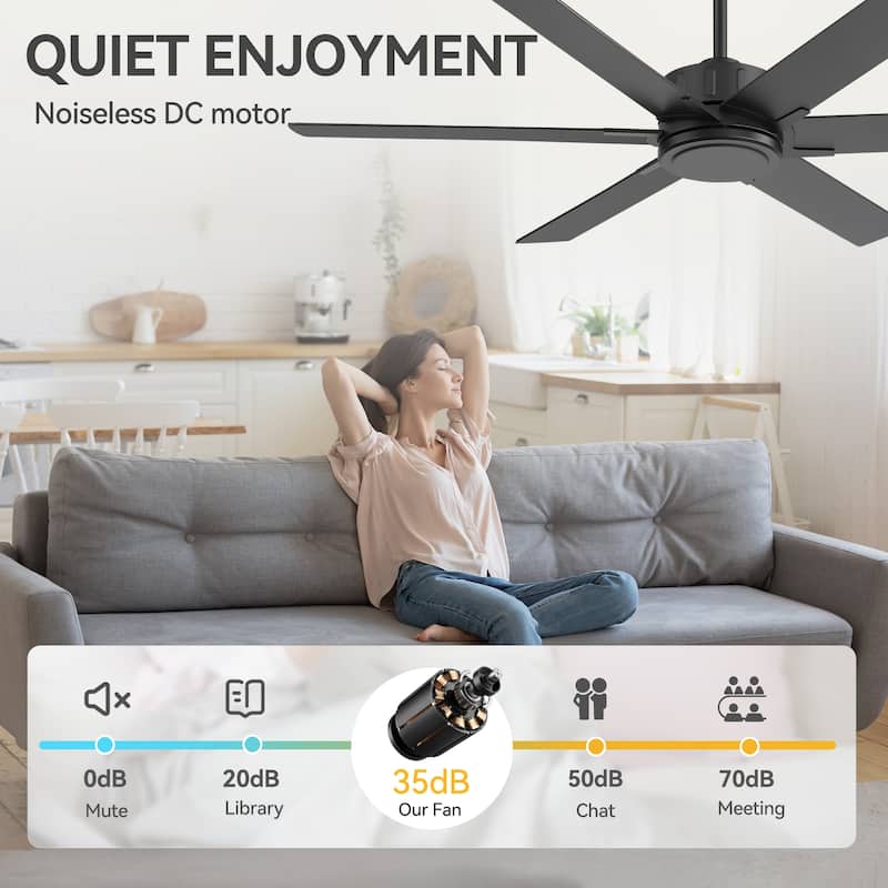 48/56/60 Inch Reversible Blade Ceiling Fan No Light with Remote Control