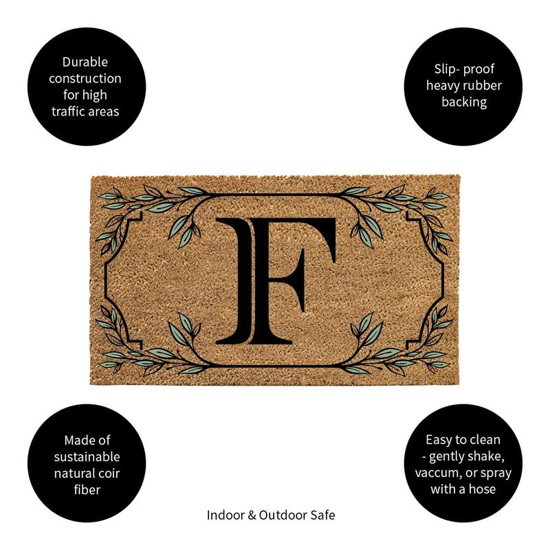 28 in. x 16 in. Monogram Coir Mat, Letter "F"
