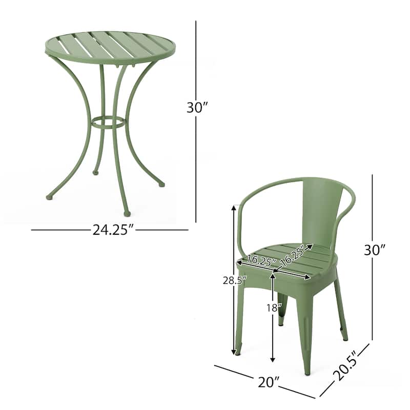 Roomfitters 3-Piece Metal Bistro Set, Outdoor Patio Table and Chairs for Garden, Balcony or Deck