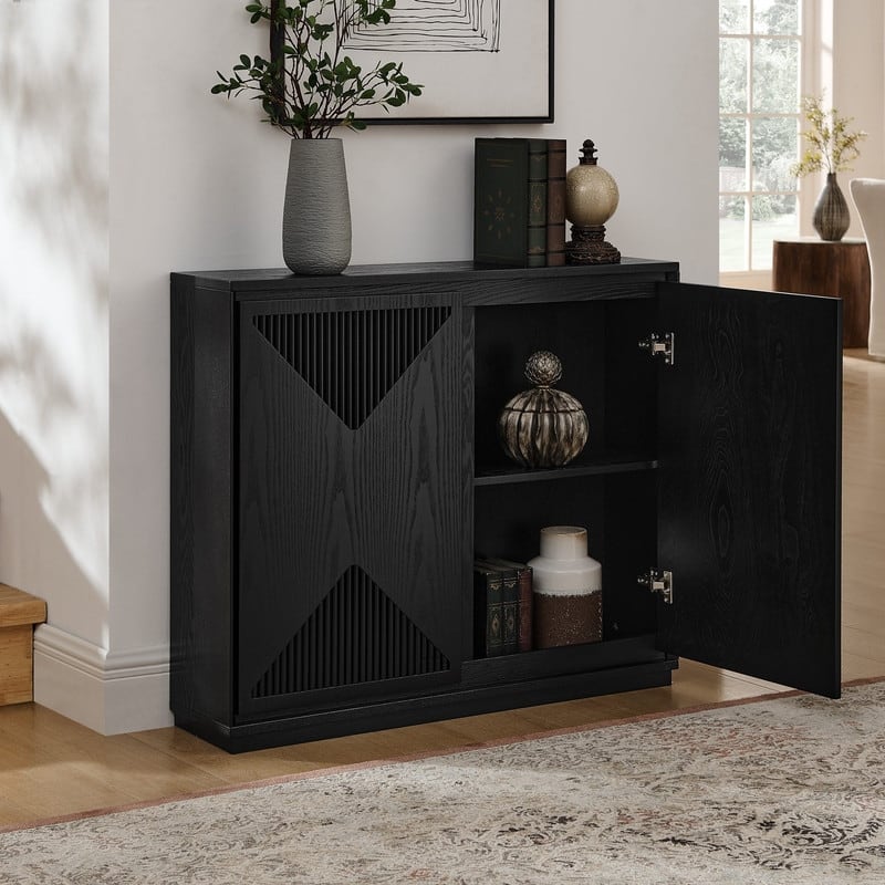 Mid Century Modern Narrow Buffet Cabinet with Storage, Side Cabinetfor Living Room or Entryway Organization