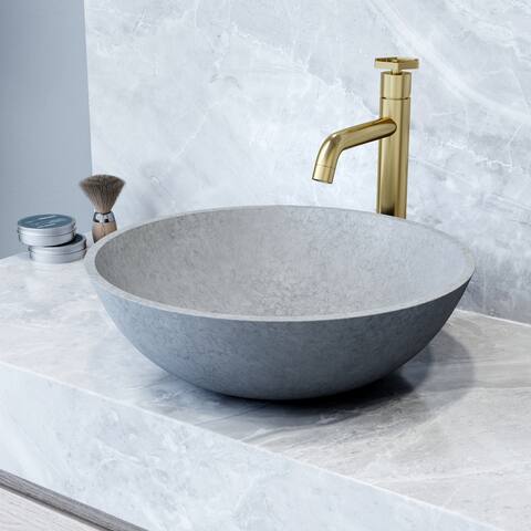 VIGO Concreto Stone Round Bathroom Vessel Sink