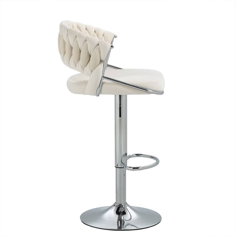 Modern Velvet Counter Bar Stools with Backs(Set of 4)