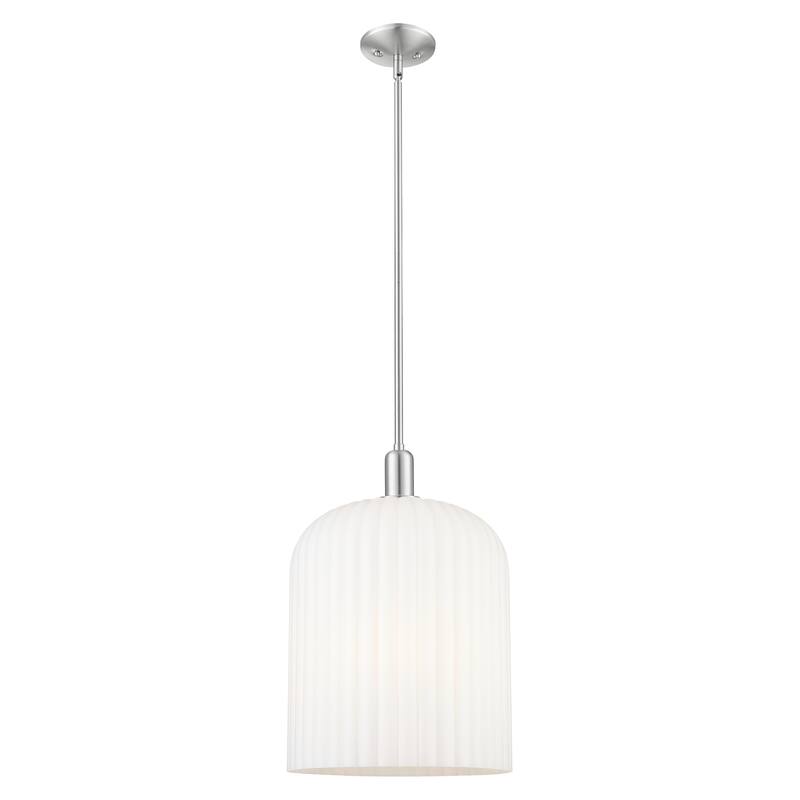 Innovations Lighting Downtown Urban - Bridal Veil - 3 Light 12" Stem Hung Mini Pendant - Gloss White Shade/Brushed Satin Nickel