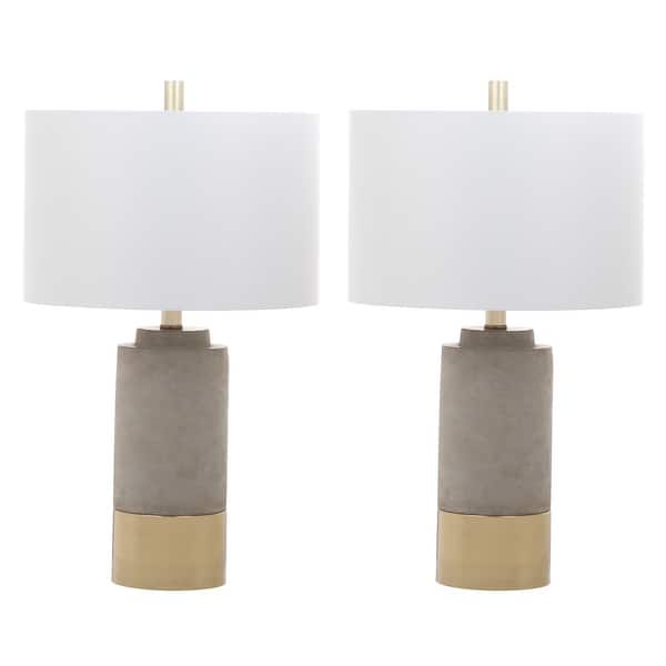 slide 2 of 3, SAFAVIEH Lighting 24-inch GreyTable Lamps (Set of 2) - 14" x 14" x 24"