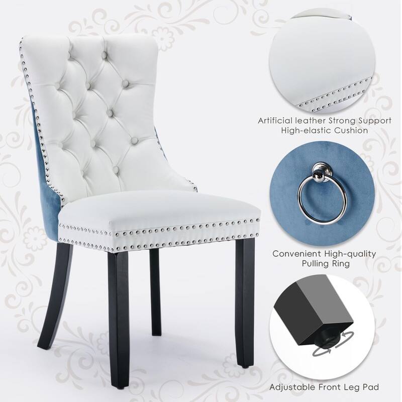 Tufted Naliheads Solid Wood Upholstered Dining Chairs (Set of 8)