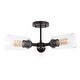 preview thumbnail 2 of 4, Jaymes 20" 3-Light Farmhouse Industrial Iron Cylinder LED Semi Flush Mount, Oil Rubbed Bronze/Clear by JONATHAN Y