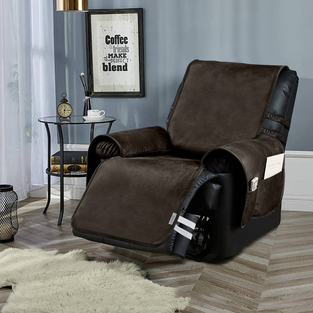Stonecrest Non Slip Recliner Chair Cover, Faux Leather Recliner Slipcover