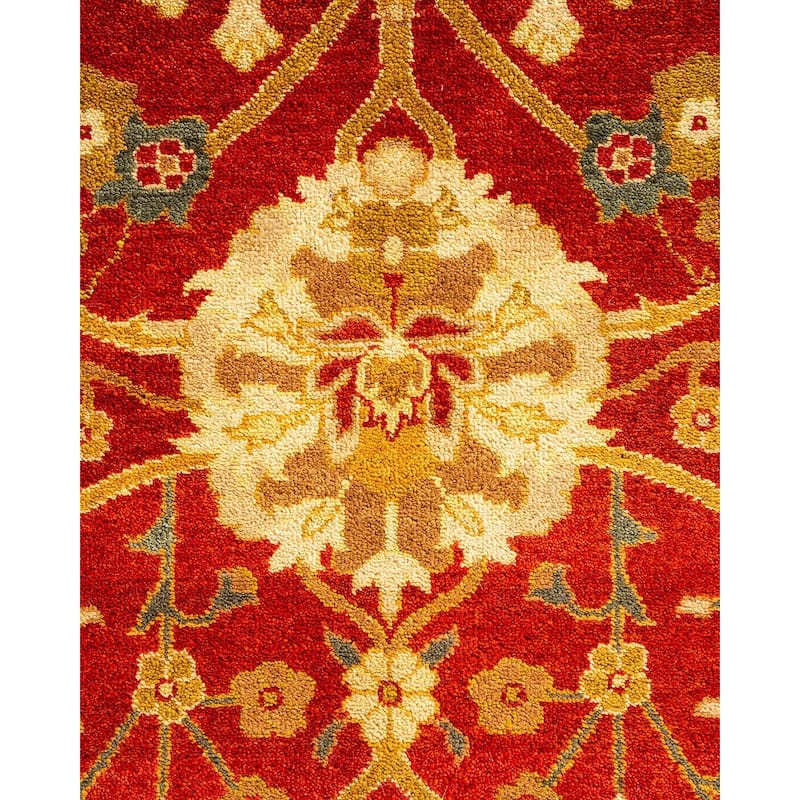 Overton Hand Knotted Wool Vintage Inspired Traditional Ottoman Red Area Rug - 8' 1" x 10' 1"