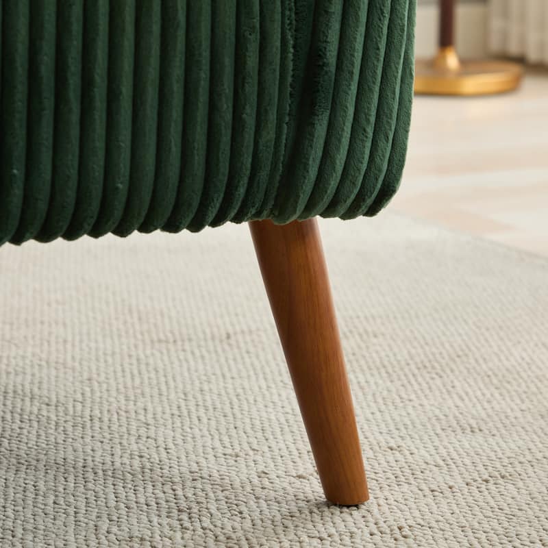 50.78" Modern Loveseat Couch Sofa, Corduroy Fabric Upholstered 2-Seat Sofa, Loveseat with Wooden Walnut Legs