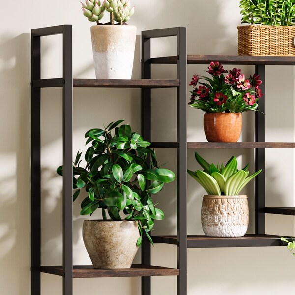 Wood/ Metal 15-Shelf Indoor Plant Stand Flower Display Rack - Bed