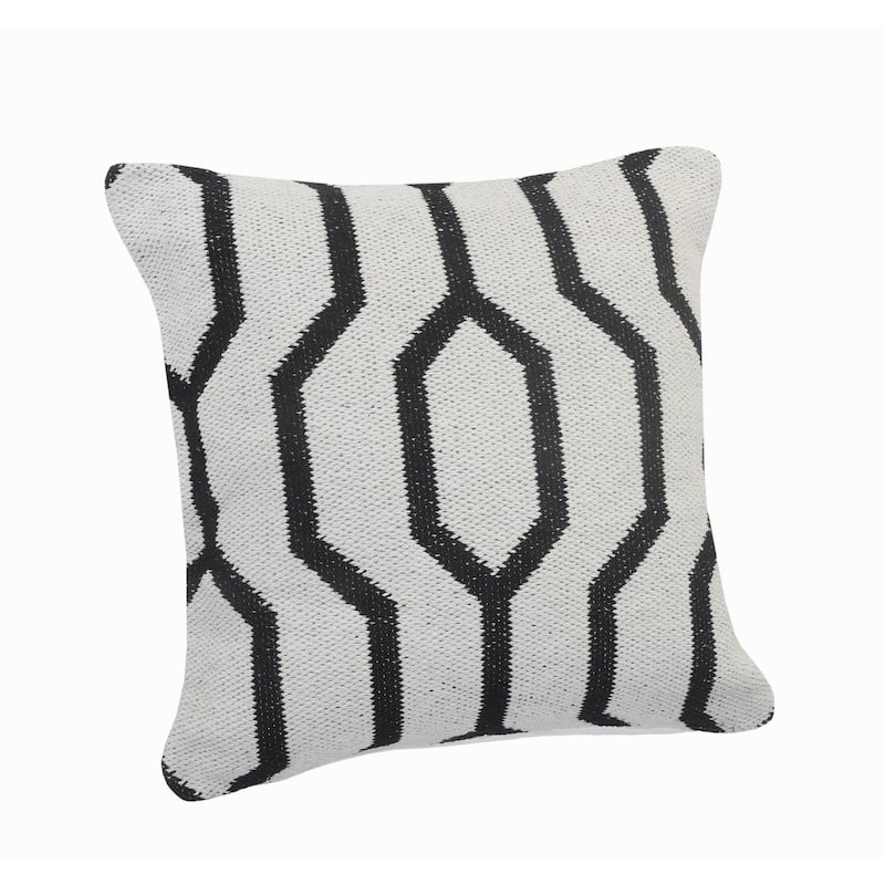 HomeRoots 20" X 20" White And Black 100% Cotton Geometric Zippered Pillow