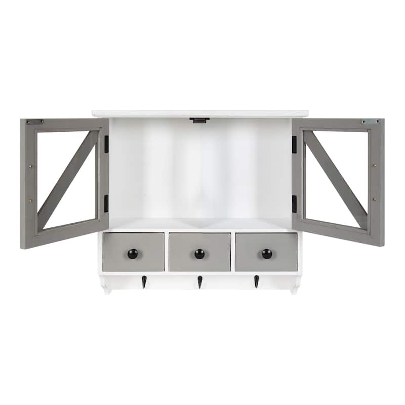 Kate and Laurel Hutchins Decorative Three Drawer Wood Wall Cabinet - 21x6x20