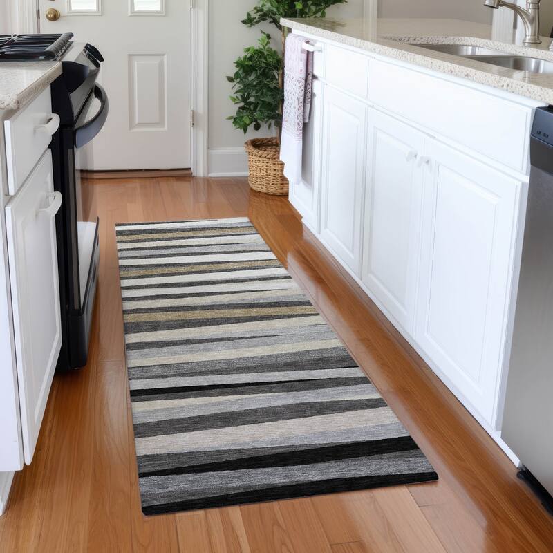 Premium Washable Super Soft Modern Stripes Mayfield Rug - Gray - 2'3" x 7'6"