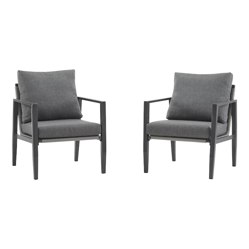 Roomfitters Modern Outdoor Lounge Chair with Aluminum Frame, Rope Accents & Cushions for Patio