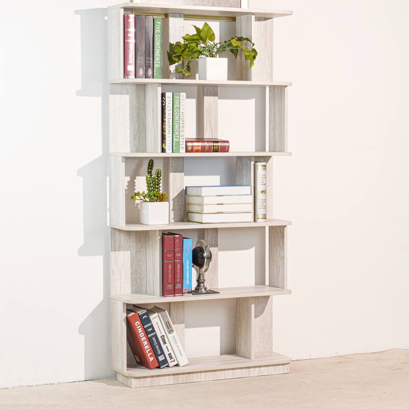 31.5"L X 64.56"H Free Combination Bookshelf Modern 5-Tier Open Storage Bookcase Mdf Wood Display Shelving, Media Storage Shelves