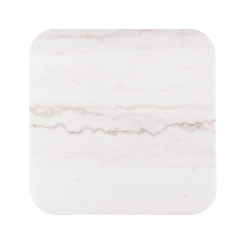 Modern Genuine Marble Top Coffee Table with Accent Gold Stainless Steel Base