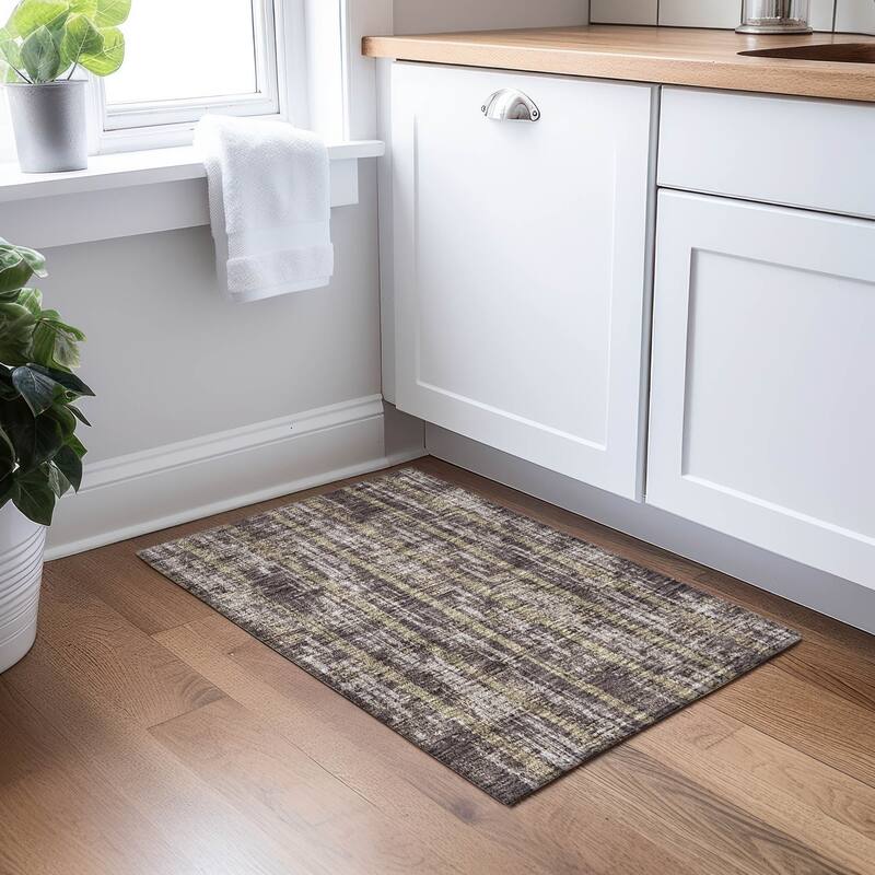 Machine Washable Indoor/ Outdoor Chantille Stripe Ombre Rug