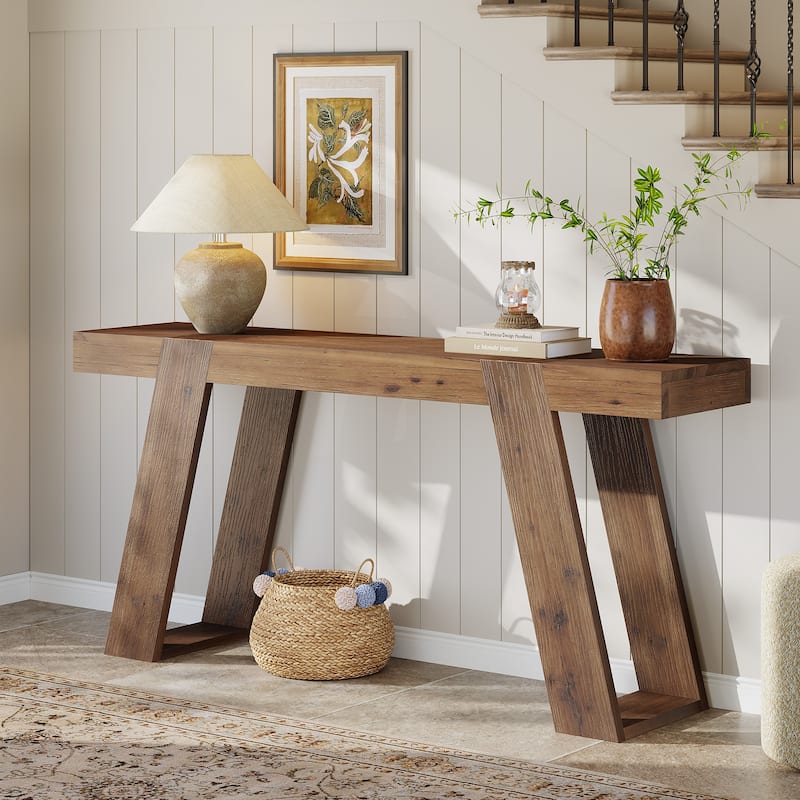 Solid Wood Console Table, Sofa Table Behind Couch, Hallway Entrance Foyer Living Room Accent Entryway Table