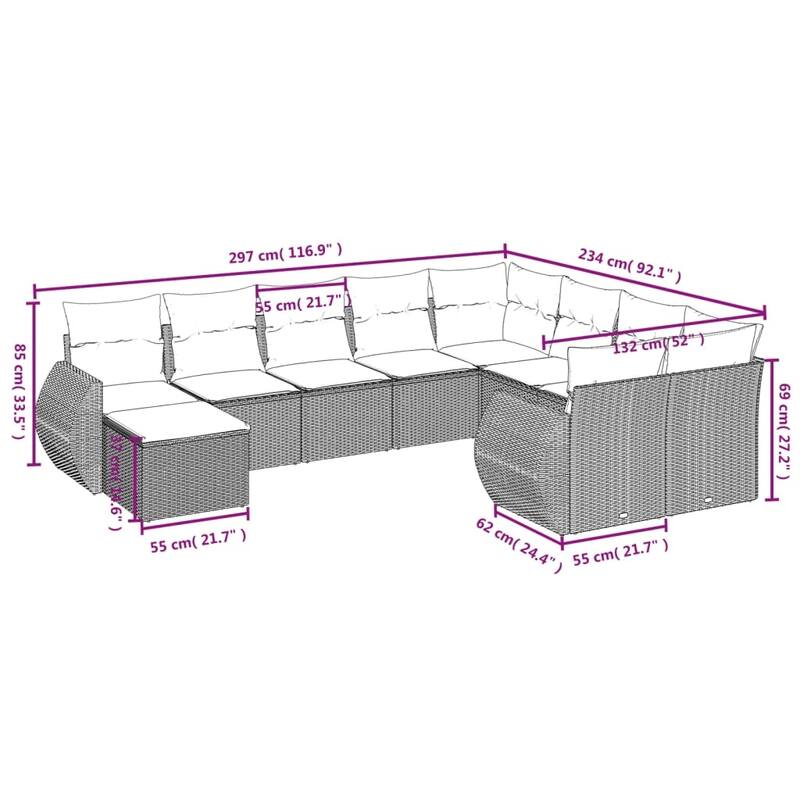 vidaXL Garden Sofa Set Black