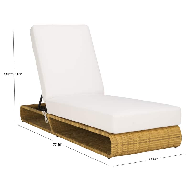 SAFAVIEH Outdoor Vale Chaise Lounge Chair with Cushion - 24"W x 78"D x 31"H