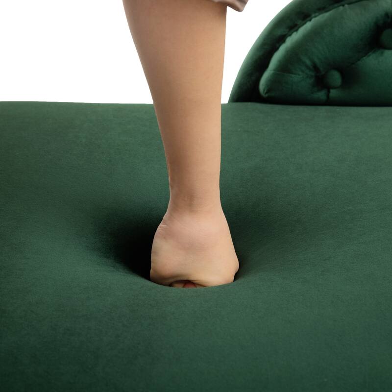 Christopher Knight Home - Bressi Modern Velvet Upholstered Chaise Lounge with Tufted Backrest, Nailhead Trim & Pillow