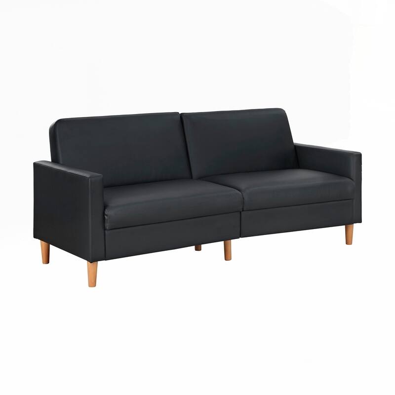 Faux Leather Upholstery Comfort Sleeper Sofa Modern Furniture Durable Plywood Frame Elegant Lounger - 2 Seat