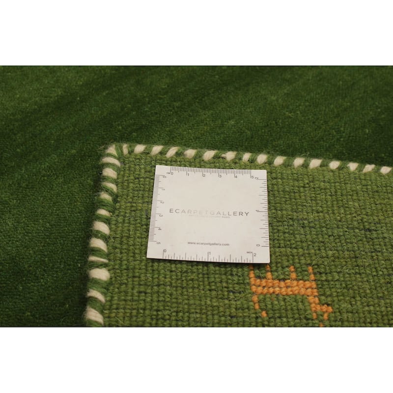 Kashkuli Gabbeh Green Rug 2'8" x 9'8" - 2'8 x 9'8