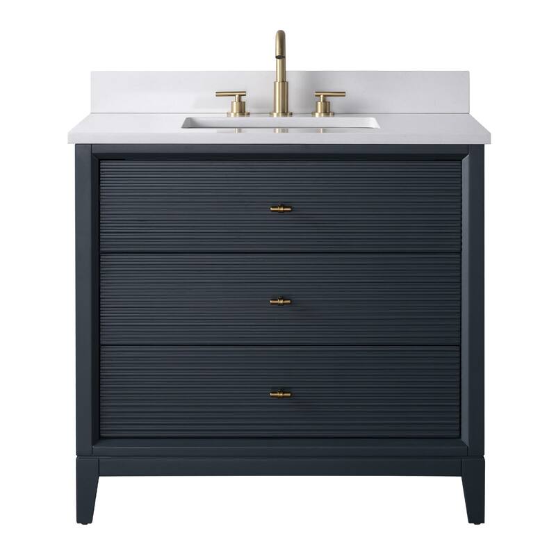 Vanity Art 36" Freestanding Bathroom Vanity with Engineered Marble Top and Sink