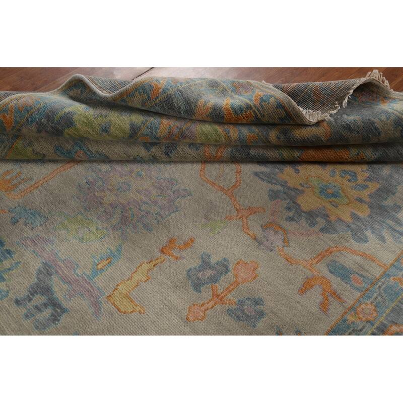 Oushak Indian Area Rug Handmade Transitional Grey Wool Carpet - 8'0"x 9'11"