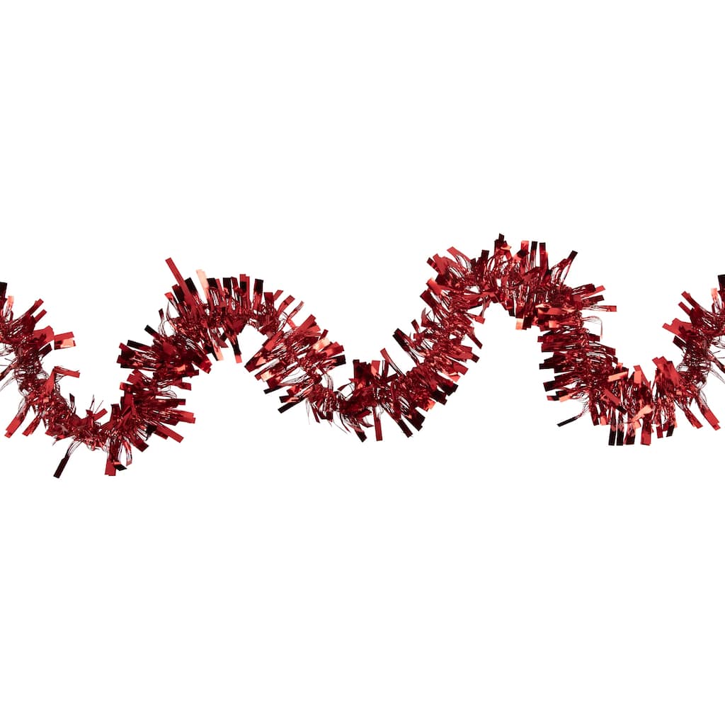 Boa Wide Cut Tinsel Commercial Christmas Garland 50' x 3" Red Unlit