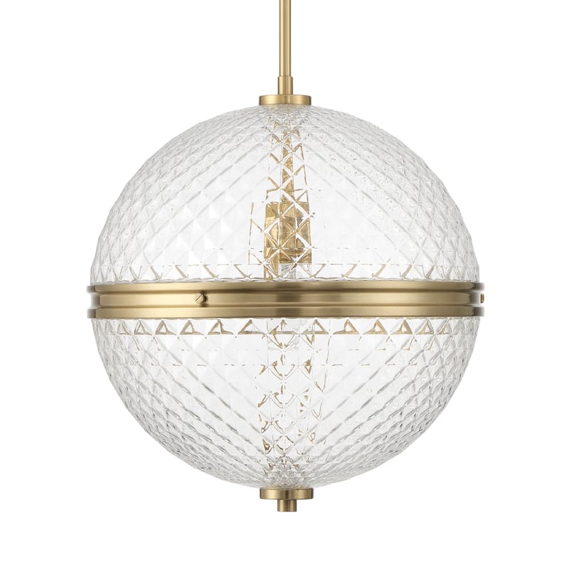 Hunter Bay Hollow Alturas Gold with Clear Glass 1 Light Pendant - Transitional, Modern - Kitchen, Dining Room, Entryway
