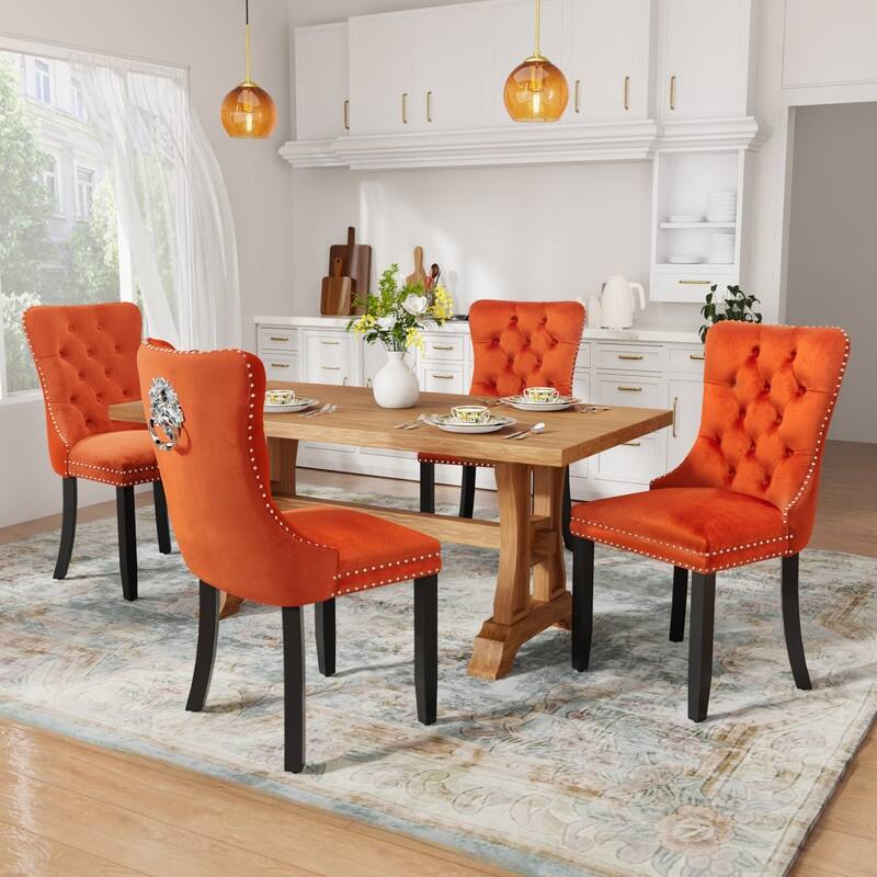 Tufted Naliheads Solid Wood Upholstered Dining Chairs (Set of 2)